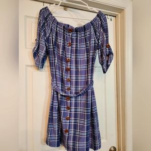 Off shoulder plaid dress
